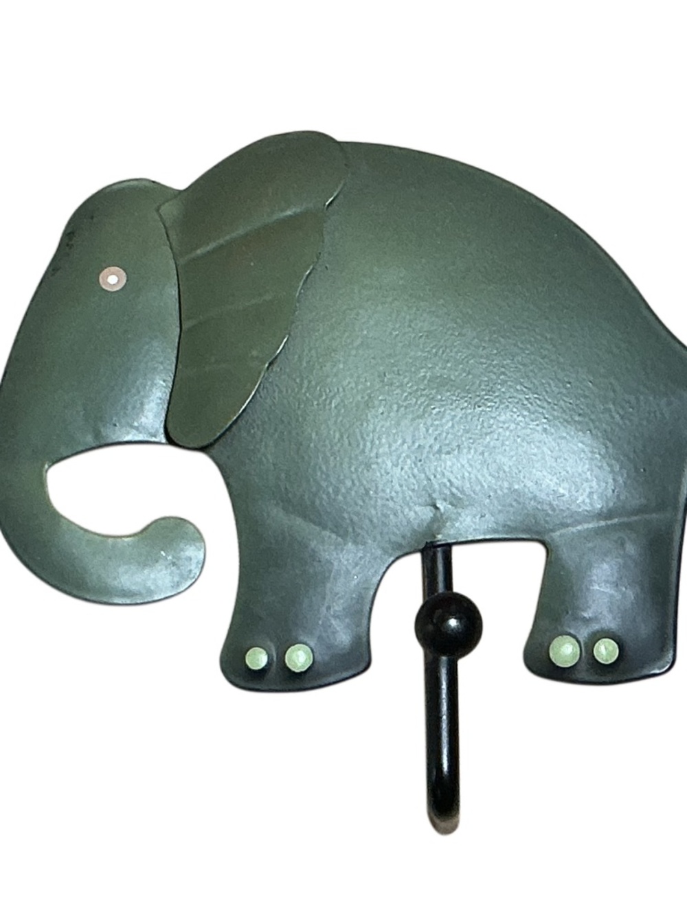 Elephant Tin Metal Wall Hook, Sage Green, Nursery Safari Decor, Coat Towel Key